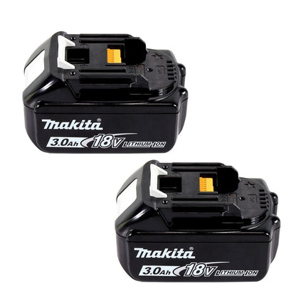 Kit di alimentazione Makita 18 V con 2x batteria BL 1830 B 3,0 Ah ( 197599-5 ) + caricabatterie doppio DC 18 SH ( 199687-4 ) + Makpac