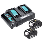 Kit di alimentazione Makita 18 V con 2x batteria BL 1840 B 4,0 Ah ( 197265-4 ) + caricabatterie doppio DC 18 SH ( 199687-4 )