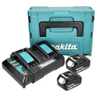 Kit di alimentazione Makita 18 V con 2x batteria BL 1840 B 4,0 Ah ( 197265-4 ) + caricatore doppio DC 18 SH ( 199687-4 ) + Makpac