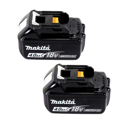 Kit di alimentazione Makita 18 V con 2x batteria BL 1840 B 4,0 Ah ( 197265-4 ) + caricatore doppio DC 18 SH ( 199687-4 ) + Makpac