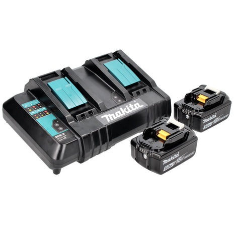 Kit di alimentazione Makita 18 V con 2x batteria BL 1850 B5,0 Ah ( 197280-8 ) + caricabatterie doppio DC 18 SH ( 199687-4 )