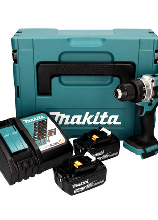Makita DDF 486 RTJ akumulatorowa wiertarko-wkrętarka 18 V 130 Nm bezszczotkowa + 2x akumulator 5,0 Ah + ładowarka + Makpac