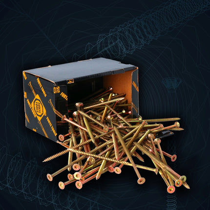 FORTE Tools Tornillo universal para madera 6,0 x 80 mm T30 100 piezas (000051399496) rosca parcial Torx cabeza avellanada galvanizada amarilla