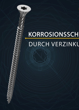 FORTE Tools Universal Holzschraube 3,5 x 20 mm T15 400 Stk. ( 2x 000040113861 ) silber verzinkt Torx Senkkopf Vollgewinde - Toolbrothers