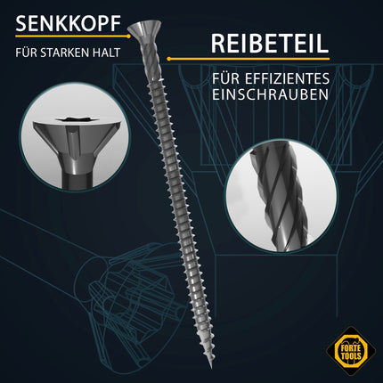 FORTE Tools tornillo universal para madera 3,5 x 40 mm T15 800 piezas (4x 000040113865) galvanizado plateado cabeza avellanada Torx rosca completa