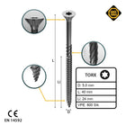 FORTE Tools Universal Holzschraube 5,0 x 40 mm T25 800 Stk. ( 4x 000040113880 ) silber verzinkt Torx Senkkopf Teilgewinde - Toolbrothers