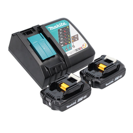 Amoladora angular a batería Makita DGA 515 RA 18 V 125 mm sin escobillas + 2x baterías 2,0 Ah + cargador