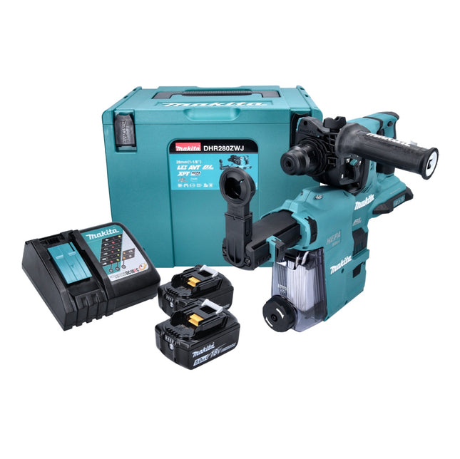 Makita DHR 280 ZJ Martillo a batería 2x18V / SDS-Plus / Brushless + Makpac 3 - Sin batería, sin cargador incluidos