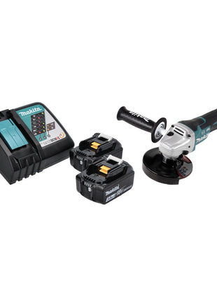 Makita DGA 517 RF cordless angle grinder 18 V 125 mm brushless + 2x rechargeable battery 3.0 Ah + charger