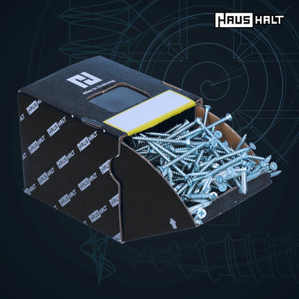 HausHalt Tornillo universal para construcción de madera, tornillo para madera, 3,0 x 35 mm, PZ1, 2000 piezas (4x 000051371099), ranura cruzada galvanizada en plata, cabeza avellanada Pozidriv, rosca completa