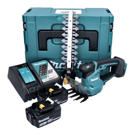 Makita DUM 111 RFXJ cordless grass shears shrub shears 18 V + 2x rechargeable battery 3.0 Ah + charger + Makpac