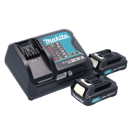 Taladro atornillador inalámbrico Makita DF 332 DSAE 12 V 35 Nm sin escobillas + 2 baterías 10,8 V 2,0 Ah + cargador + maletín