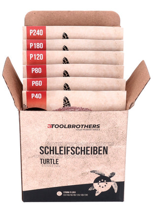 Bosch GEX 12V-125 Levigatrice rotorbitale a batteria professionale 12 V 125 mm brushless + 2x batteria ricaricabile 3,0 Ah + caricabatterie + set di levigatura Toolbrothers TURTLE + L-Boxx