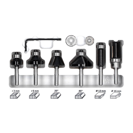 Makita DRT 50 Z Fraise multifonction sans fil 18 V brushless + Jeu de fraises - 6 pièces, - sans batterie, sans chargeur