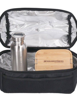 Toolbrothers Lunchpaket mit Makita Isoliertasche + Toolbrothers Fan Edelstahl Brotdose mit 2 Etagen und Bambus Decke 1340 ml + Edelstahl Trinkflasche 500 ml - Toolbrothers