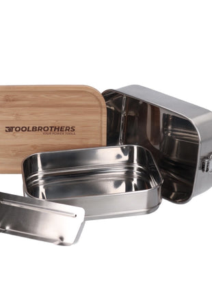 Toolbrothers Lunchpaket mit Makita Isoliertasche + Toolbrothers Fan Edelstahl Brotdose mit 2 Etagen und Bambus Decke 1340 ml + Edelstahl Trinkflasche 500 ml - Toolbrothers