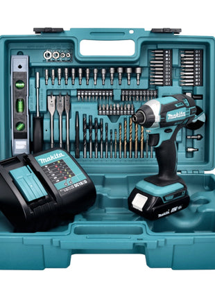Avvitatore a impulsi a batteria Makita DTD 152 SAX5 18 V 165 Nm + 1x batteria ricaricabile 2,0 Ah + caricabatterie + set di accessori da 101 pezzi + valigetta