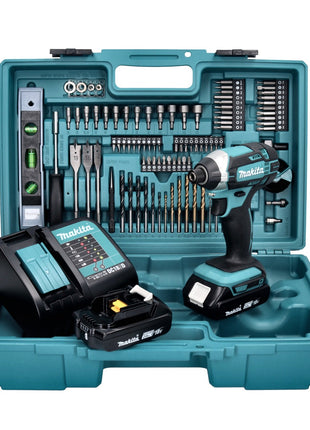 Avvitatore a impulsi a batteria Makita DTD 152 SA2X5 18 V 165 Nm + 2x batteria ricaricabile 2,0 Ah + caricabatterie + set di accessori da 101 pezzi + valigetta