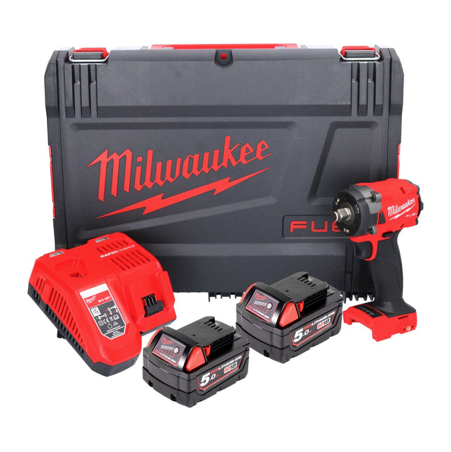 Milwaukee M18 FIW2F12-502X Cordless impact wrench 18 V 339 Nm 1/2" brushless ( 4933478444 ) + 2x rechargeable battery 5.0 Ah + charger + HD box