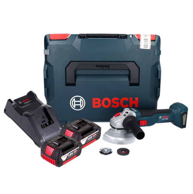 Bosch GWS 18V-10 Professional akumulatorowa szlifierka kątowa 18 V 125 mm bezszczotkowa + 2x akumulator 4,0 Ah + ładowarka + L-Boxx