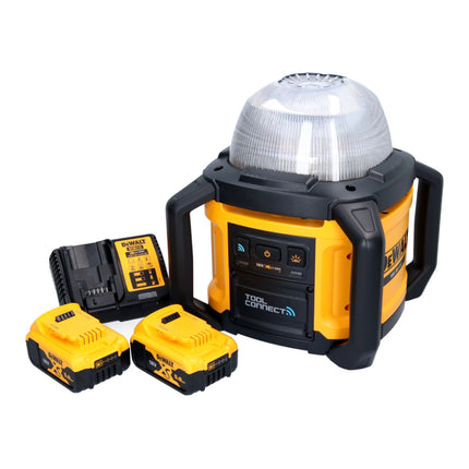Foco de obra a batería DeWalt DCL 074 P2 18 V 5000 lm 4000 Kelvin + 2x baterías 5,0 Ah + cargador