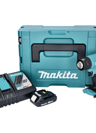 Akumulatorowy pistolet na gorące powietrze Makita DHG 180 RA1J 18 V 550 °C + 1x akumulator 2,0 Ah + ładowarka + Makpac