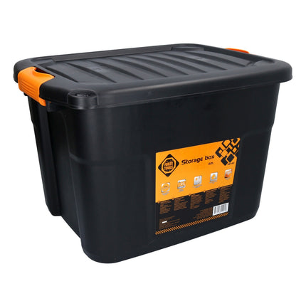 FORTE Caja de almacenamiento de herramientas 42 l con cierre de clic 50x39x34 cm en maletín de herramientas negro, caja, robusta, apilable, con cerradura (000051361905)