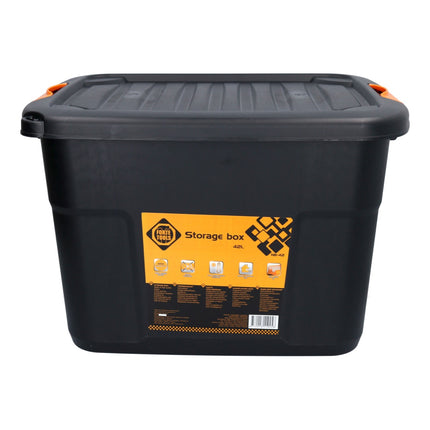 FORTE Caja de almacenamiento de herramientas 42 l con cierre de clic 50x39x34 cm en maletín de herramientas negro, caja, robusta, apilable, con cerradura (000051361905)