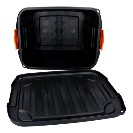 FORTE Caja de almacenamiento de herramientas 42 l con cierre de clic 50x39x34 cm en maletín de herramientas negro, caja, robusta, apilable, con cerradura (000051361905)