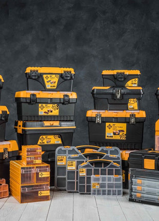FORTE Tools K-ORG-10 Werkzeugbox in 35x24x6 cm, Aufbewahrungsbox, Organizer mit 10 verschiedenen Fächern, entnehmbar, stabile Box, kratzfester Deckel ( 000051144679 ) - Toolbrothers