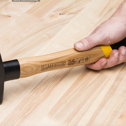 FORTE TOOLS Hammer with wooden handle, head weight 2000 g, hammer with wooden handle, premium tool, forged, double ring key, lacquered head (000051151043)