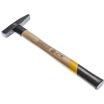 FORTE TOOLS Locksmith hammer with wooden handle, head weight 100 g, hammer with wooden handle, premium tool, forged, double ring key, lacquered head (000051151020)