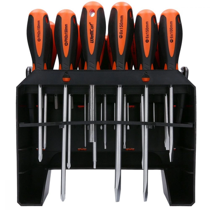 WellCut 114-teiliges magnetisches Schraubendreher-Set mit Werkzeugregal, Werkzeugset mit Schraubendrehern/ Bits/ Innensechskantschlüssel / Steckschlüsseln ( WC-SDB114S )
