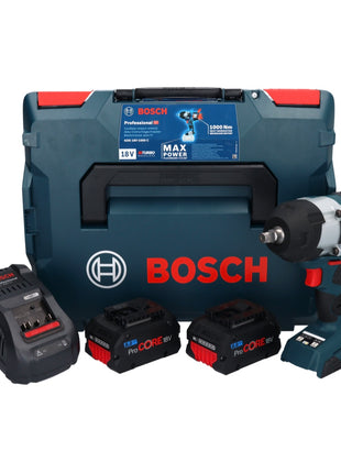 Bosch GDS 18V-1000 C Professional Akku Drehschlagschrauber 18 V 1000 Nm BITURBO Brushless + 2x ProCORE Akku 8,0 Ah + Ladegerät + GCY 42 Bluetooth Modul + L-Boxx ( 06019J8002 )