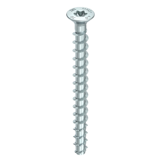 HECO MULTI MONTI plus F Screw 7.5 x 80 mm - Concrete Screw - Countersunk head - T-Drive - Galvanised blue - A2K - 200 pcs. (4x 48515)