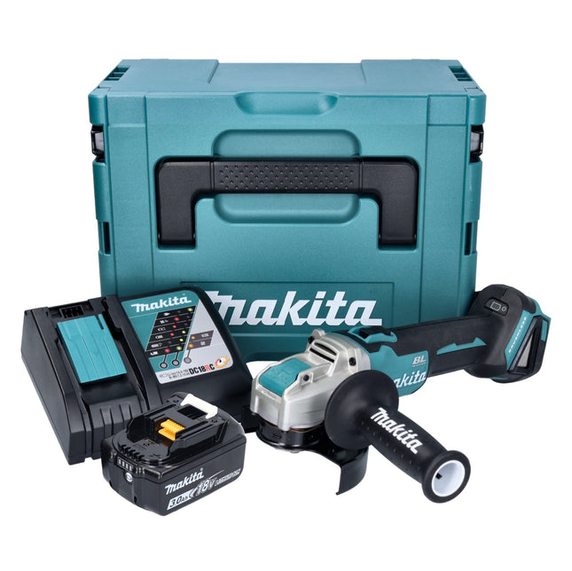 Makita DGA 521 RF1X1J Cordless Angle Grinder 18 V 125 mm X-LOCK Brushless + 1x battery 3,0 Ah + charger + Makpac