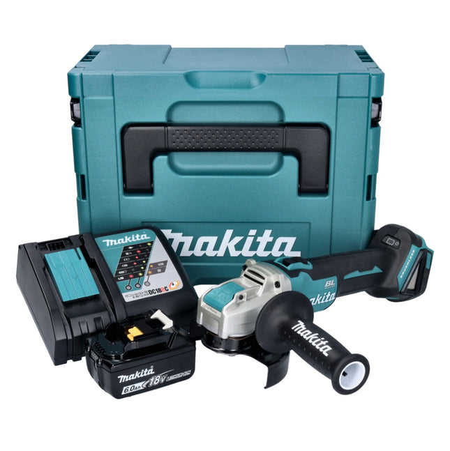 Makita DGA521RG1X1J Cordless Angle Grinder 125 mm 18V - X-LOCK Brushless + 1x Battery 6.0 Ah + Charger + Makpac Case