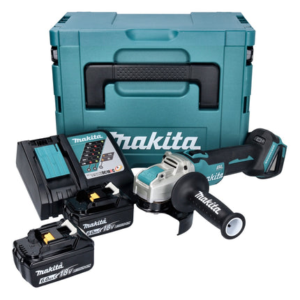 Makita DGA521RGX1J Cordless Angle Grinder 125 mm 18V - X-LOCK Brushless + 2x Batteries 6.0 Ah + Charger + Makpac Case