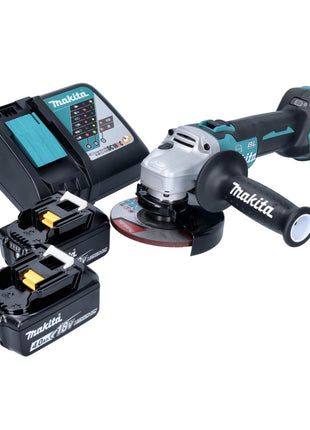 Smerigliatrice angolare a batteria Makita DGA 513 RM 18 V 125 mm brushless + 2x batteria 4,0 Ah + caricabatterie