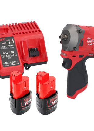 Milwaukee M12 FIW38-202C cordless impact wrench 12 V 339 Nm 3/8" brushless + 2x rechargeable battery 2.0 Ah + charger