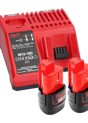 Milwaukee M12 FIW38-202C cordless impact wrench 12 V 339 Nm 3/8" brushless + 2x rechargeable battery 2.0 Ah + charger