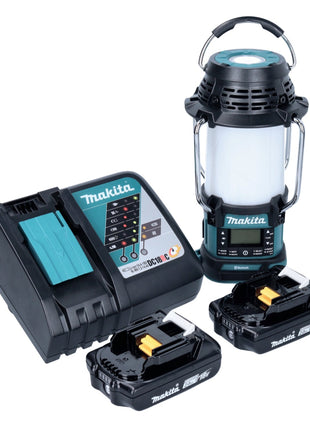 Makita DMR 056 RA cordless radio 18 V FM DAB+ with lantern 360° torch IP65 + 2x rechargeable battery 2.0 Ah + charger