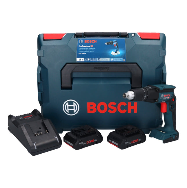 Bosch GTB 18V-45 atornillador en seco con acumulador 18 V 32 Nm ( 06019K7002 ) sin escobillas + 2x batería ProCORE 4,0 Ah + cargador + L-Boxx