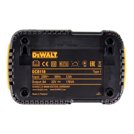 DeWALT DCB 118 Cargador rápido XR FLEXVOLT para baterías carril XR 54 V / 18 V