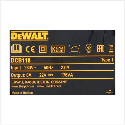 Szybka ładowarka akumulatorów DeWalt DCB 118 XR FlexVolt 54 V / 18 V