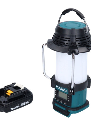 Makita DMR 055 A1 cordless radio 18 V FM with lantern 360° torch + 1x rechargeable battery 2.0 Ah - without charger