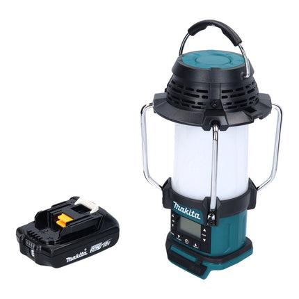 Makita DMR 055 A1 akumulatorowy radiotelefon 18 V FM z latarką 360° + 1x akumulator 2,0 Ah - bez ładowarki