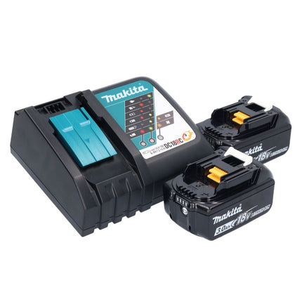 Utensile multifunzione a batteria Makita DTM 52 RFJX4 18 V Starlock Max Brushless + 2x batteria 3,0 Ah + caricabatterie + set di accessori + Makpac