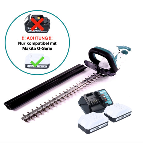 Makita UH 522 DWY Akku Heckenschere 18 V 52 cm G Serie + 2x Akku 1,5 Ah + Ladegerät