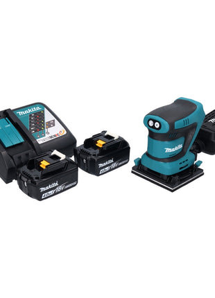 Levigatrice orbitale a batteria Makita DBO 480 RM 18 V 112 x 102 mm + 2x batteria ricaricabile 4,0 Ah + caricabatterie